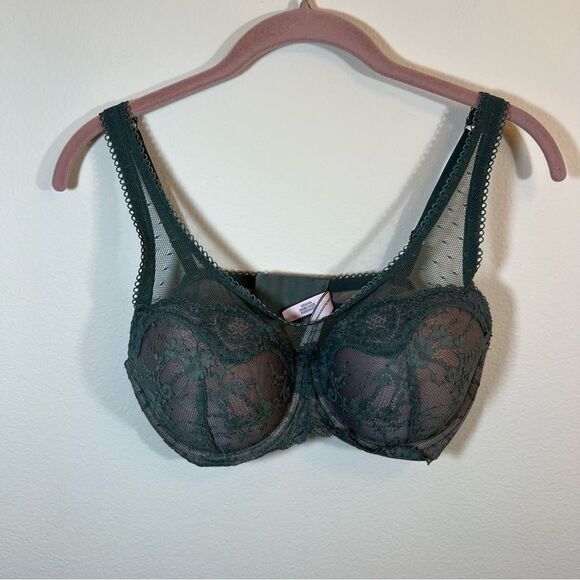 ✨ Victoria’s Secret Green Lace Lined Demi Dream Angels Bra 36D - Picture 1 of 8